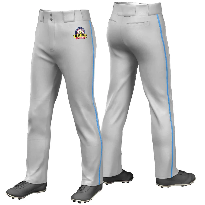 Reduced Price Custom Gray Powder Blue Classic Fit Stretch Practice Loose-fit Baseball Pants