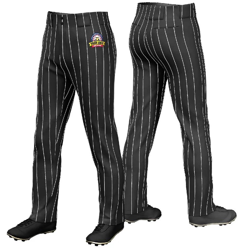 Weekend Specials to Relish Custom Black White Pinstripe Fit Stretch Practice Loose-fit Baseball Pants Weekend Specials to Relish Custom Black White Pinstripe Fit Stretch Practice Loose-fit Baseball Pants