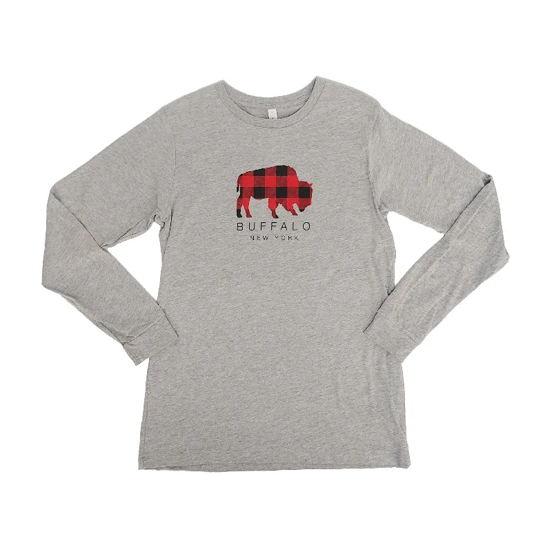 Big Savings Buffalo Plaid Grey Long Sleeve Tee