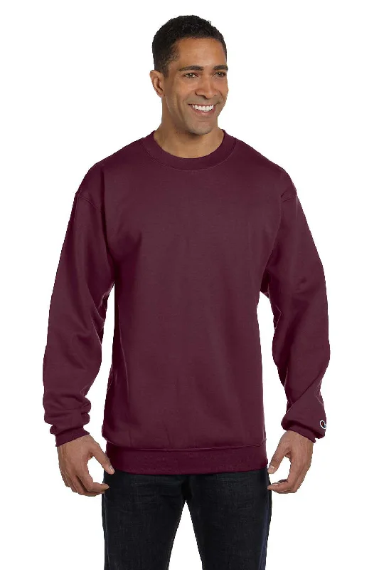 Super Deal Champion Mens Double Dry Eco Moisture Wicking Fleece Crewneck Sweatshirt - Maroon