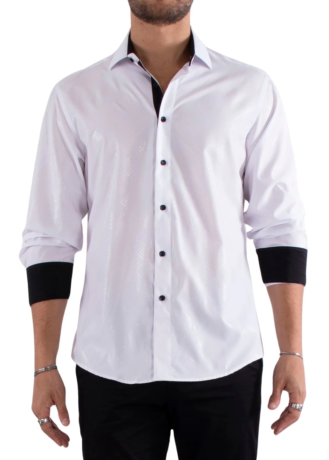 Early Access BeSpoke Mens Fancy Print Long Sleeve-White