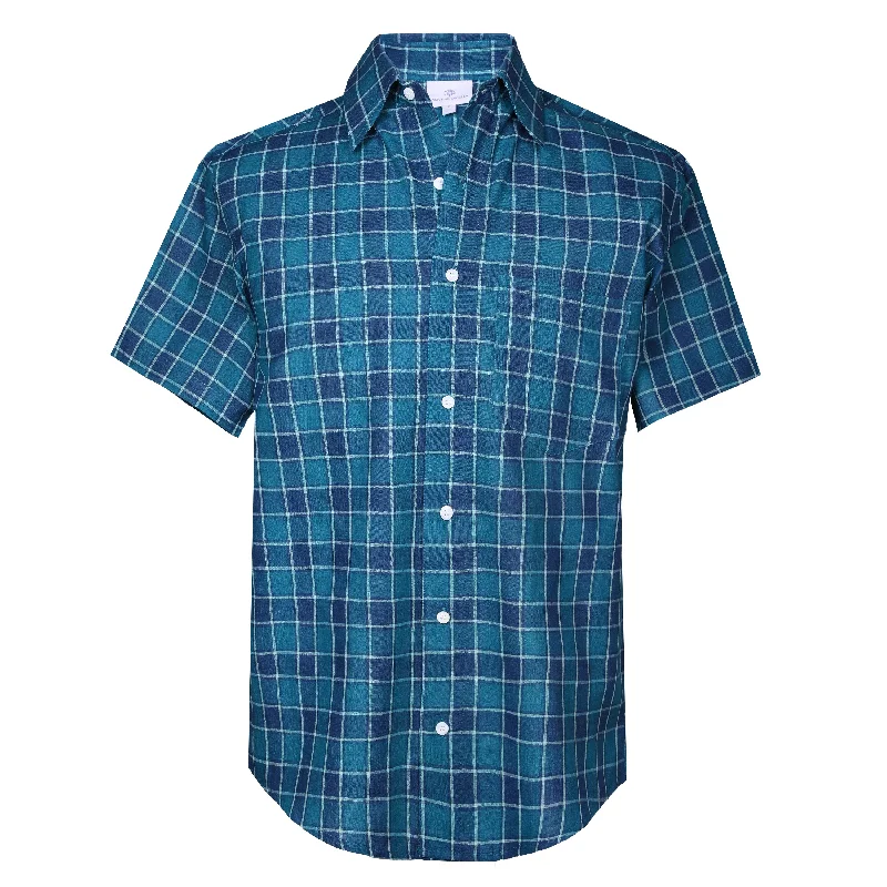 Weekend Offers That Impress Blue Bayou Plaid Hand Loom Cotton Shirt