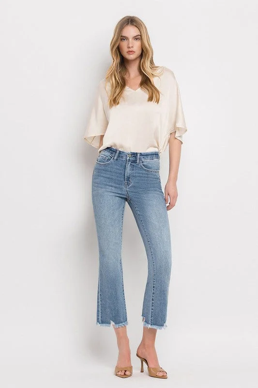 Deal Frenzy High Rise Crop Flare Jeans in Merciful Wash