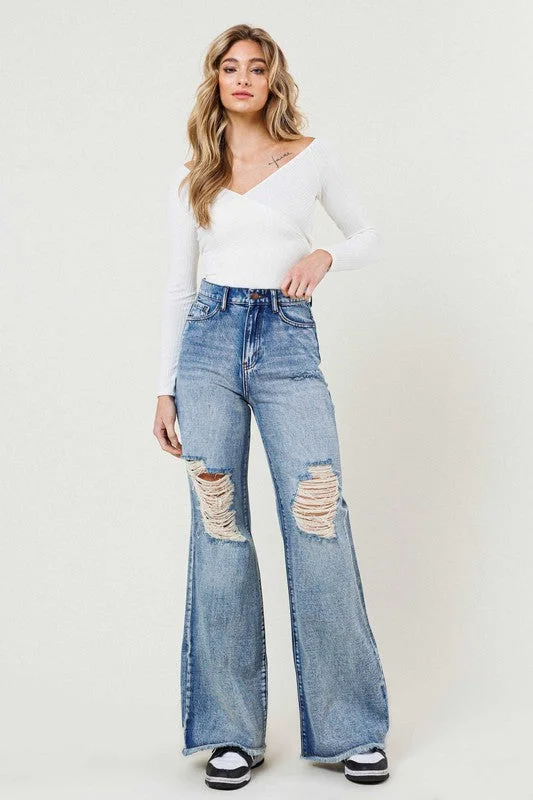 Super Deal High Rise Wide Leg Jeans in a Vintage Acid Wash