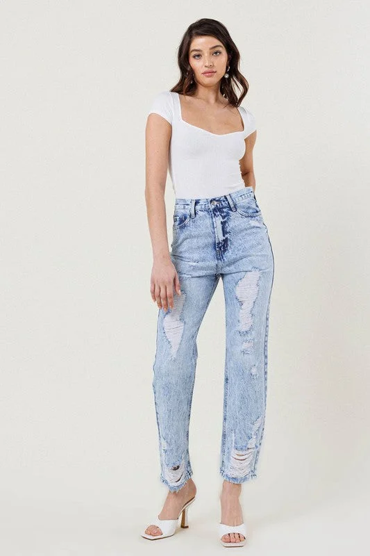 New Arrival High Waisted Straight Leg in Vintage Acid Wash