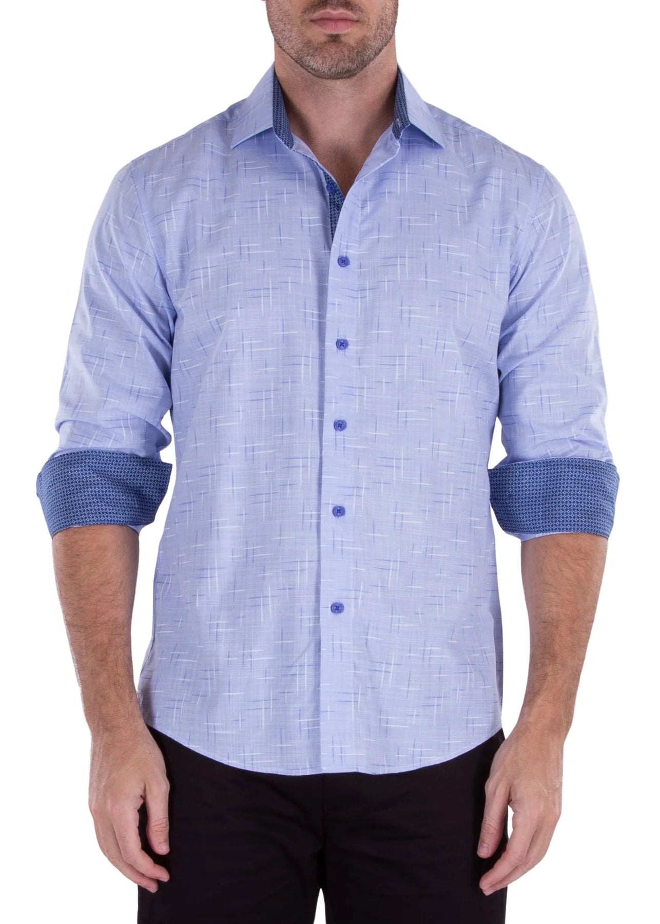 Buy Now BeSpoke Men's Cotton  Fancy Print Long Sleeve - Blue