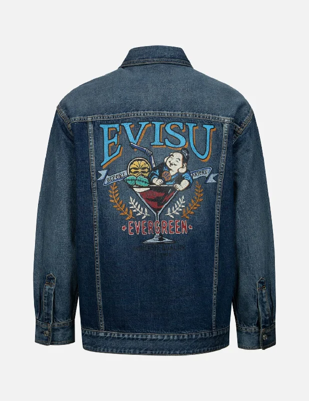Limited Quantity Playful Godhead Print Loose Fit Denim Shirt Jacket