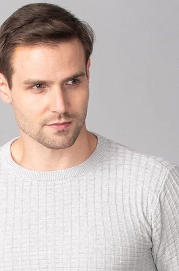 Year-End Clearance Grey Check Stockinette Sweater