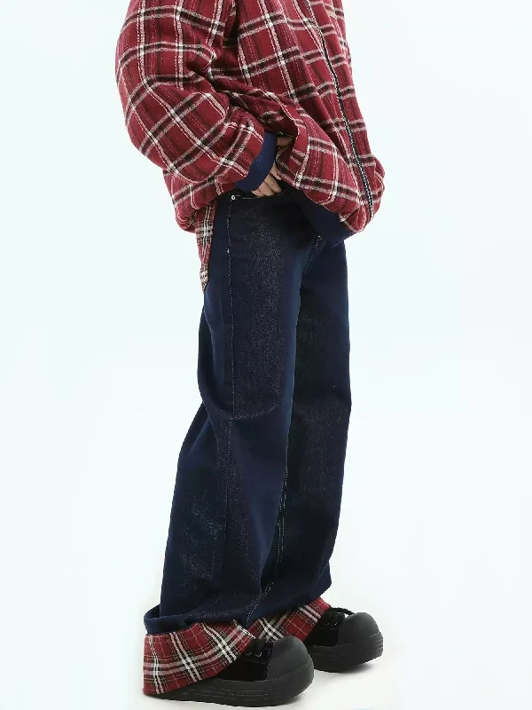 Can't Miss Plaid End Loose Jeans