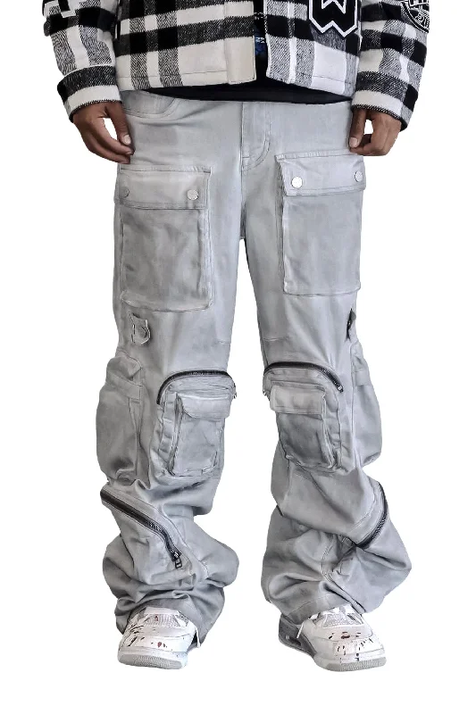 Fantastic Offers Men's Y2k Wide Fit Utility Cargo Baggy Denim Pants