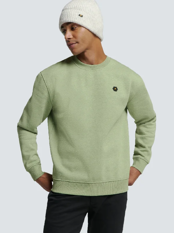 Deep Discounts Mottled Sweater with Rubber Logo Patch | Smoke