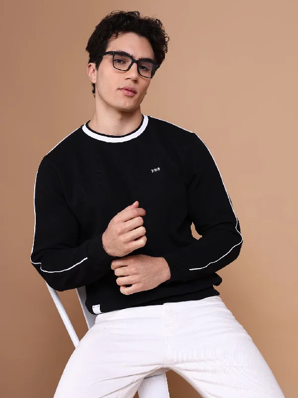 Clearance Sale Men Black Solid Sweatshirt