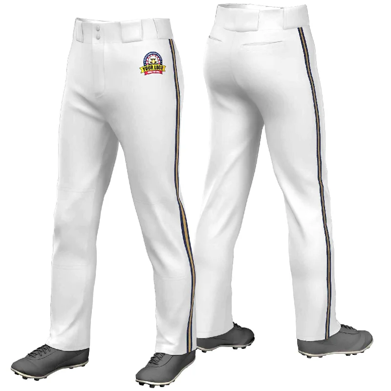 Weekend Offers That Excite Custom White Navy Gold-Navy Classic Fit Stretch Practice Loose-fit Baseball Pants Weekend Offers That Excite Custom White Navy Gold-Navy Classic Fit Stretch Practice Loose-fit Baseball Pants
