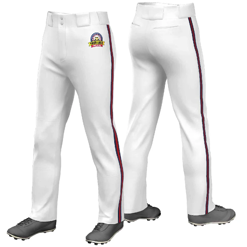 Price Break Custom White Navy Red-Navy Classic Fit Stretch Practice Loose-fit Baseball Pants