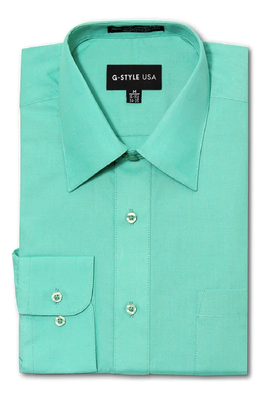 Quick Sale Men's Basic Solid Color Button Up Dress Shirt (Aqua)