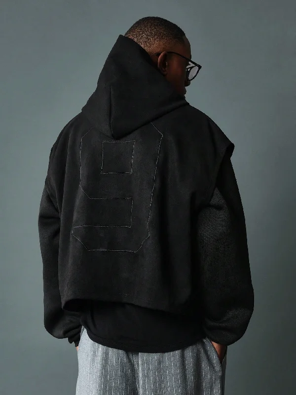 Can't Resist Crop Fit Suedette Sleeveless Overhead Hoodie