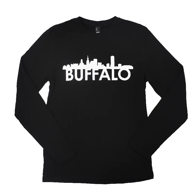 Exclusive Deal Buffalo City Skyline Black Long Sleeve Shirt