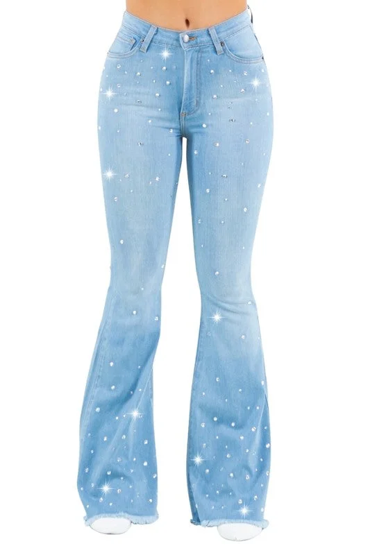 Super Deal Vegas Glam Bell Bottom Jean in Light Wash