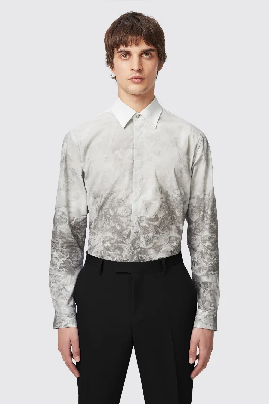 Daily Deals Huile Slim Fit Grey Cotton Shirt