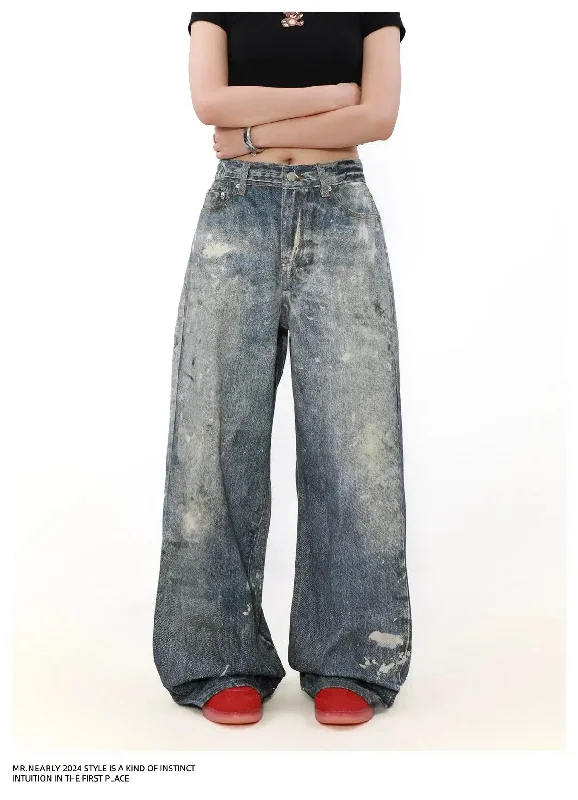 Weekend Savings Sensation Faded Ink-Splash Jeans