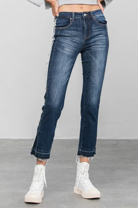 Weekend Savings Extravaganza Frayed Hem Cropped Straight Jeans
