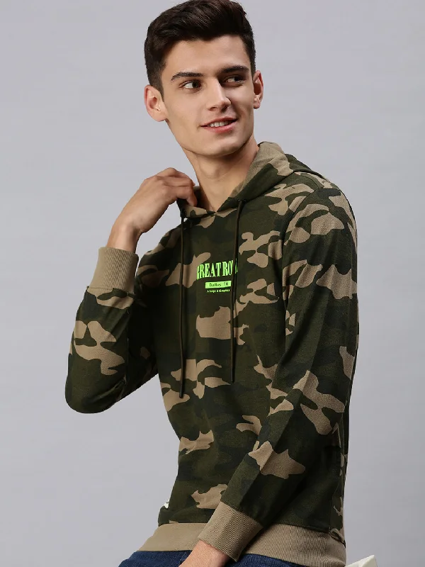Crazy Deal Men Hooded Camouflage Green Sweatshirt