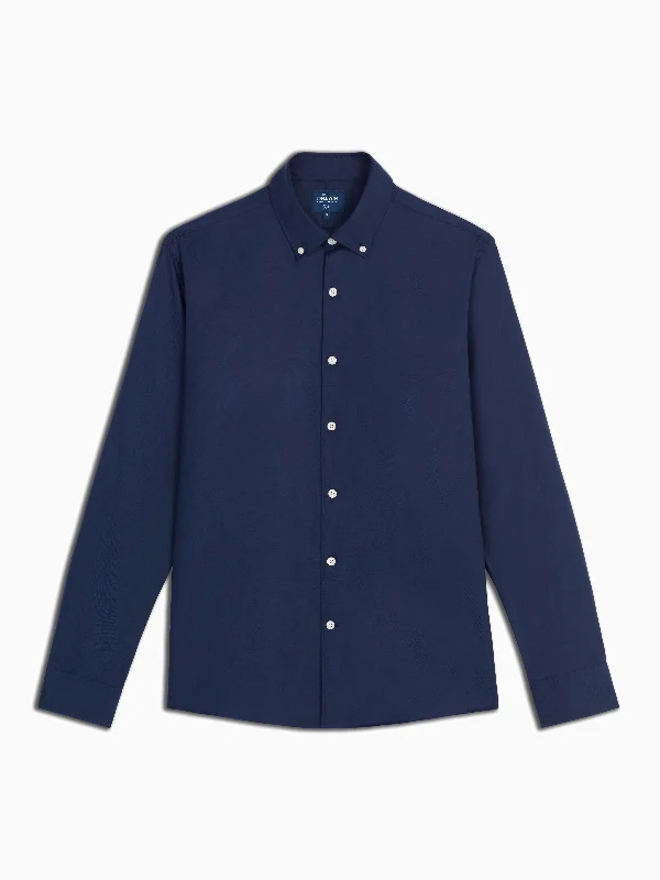 Lowest Price Plain Button Down Collar Navy Blue Twill Casual Shirt