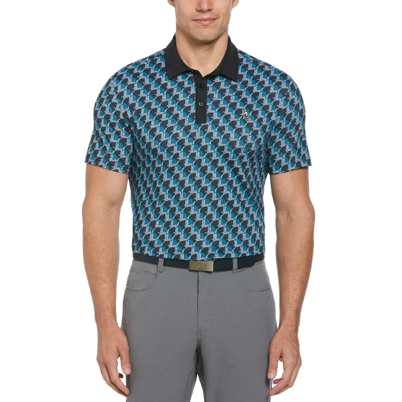 Unbeatable Deal All Over Penguin Print Golf Polo Shirt In Caviar