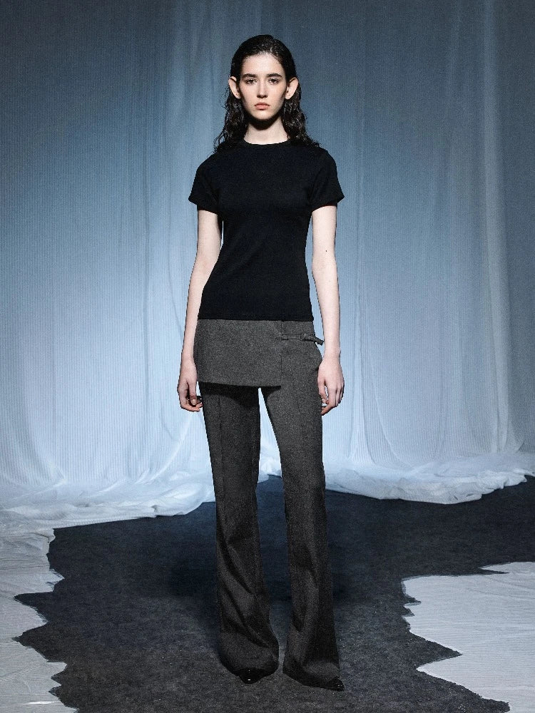Daily Deals Fake two piece slim fit pants【s0000007435】