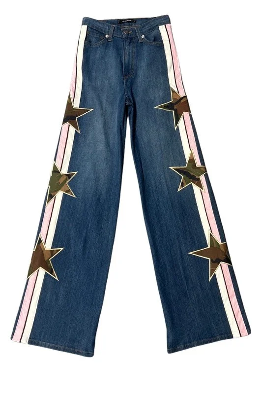 Value Deals STAR WIDE LEG JEAN IN MEDIUM WASH