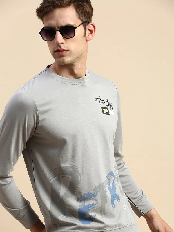 Price Drop Men Grey Printed Casual Sweatshirt