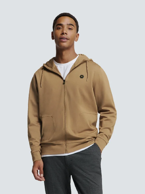 Bargain Bin Sporty Hooded Vest with Zipper | Khaki