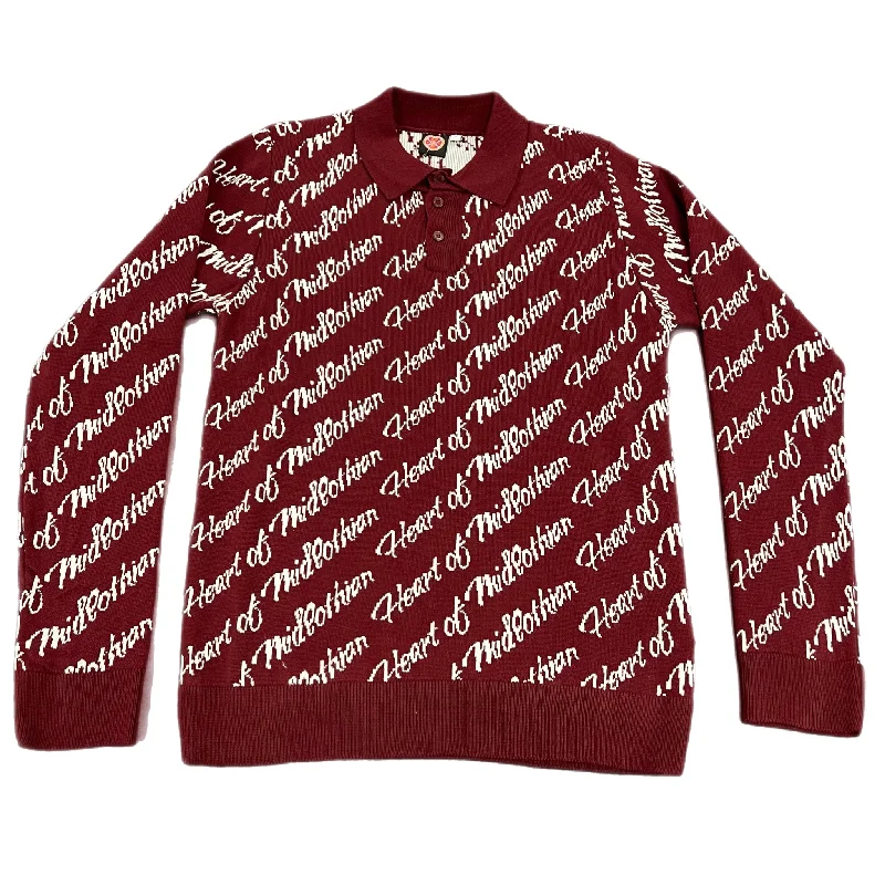 Closeout Script Button Polo Neck Sweater