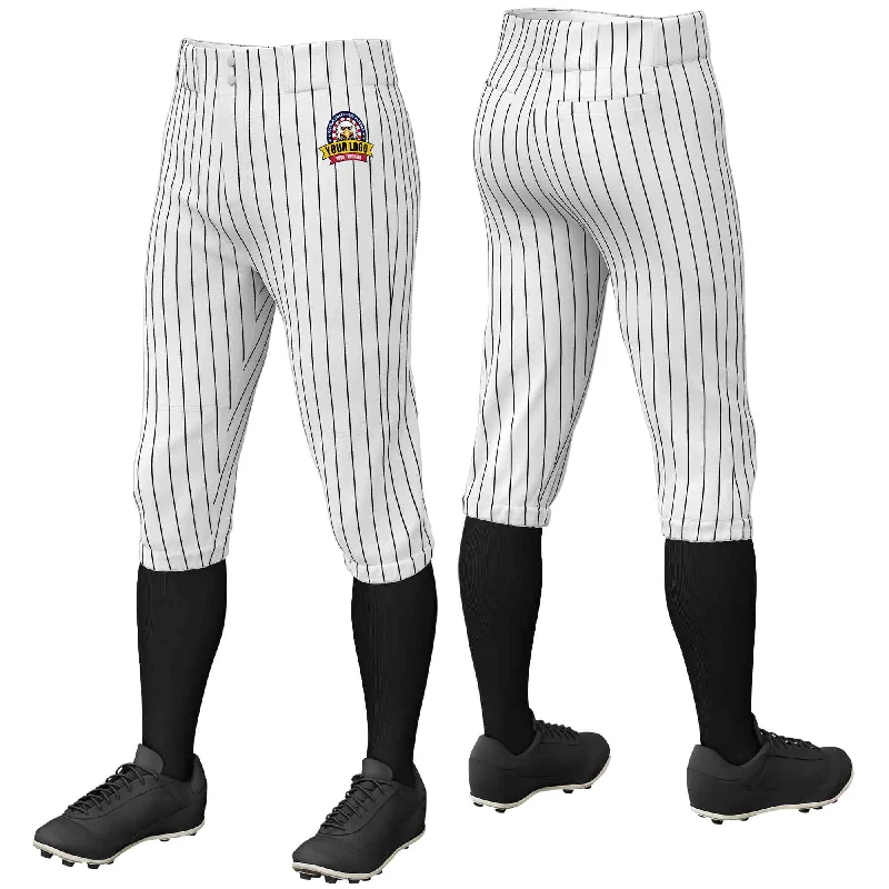 Daily Special Custom White Black Pinstripe Fit Stretch Practice Knickers Baseball Pants Daily Special Custom White Black Pinstripe Fit Stretch Practice Knickers Baseball Pants