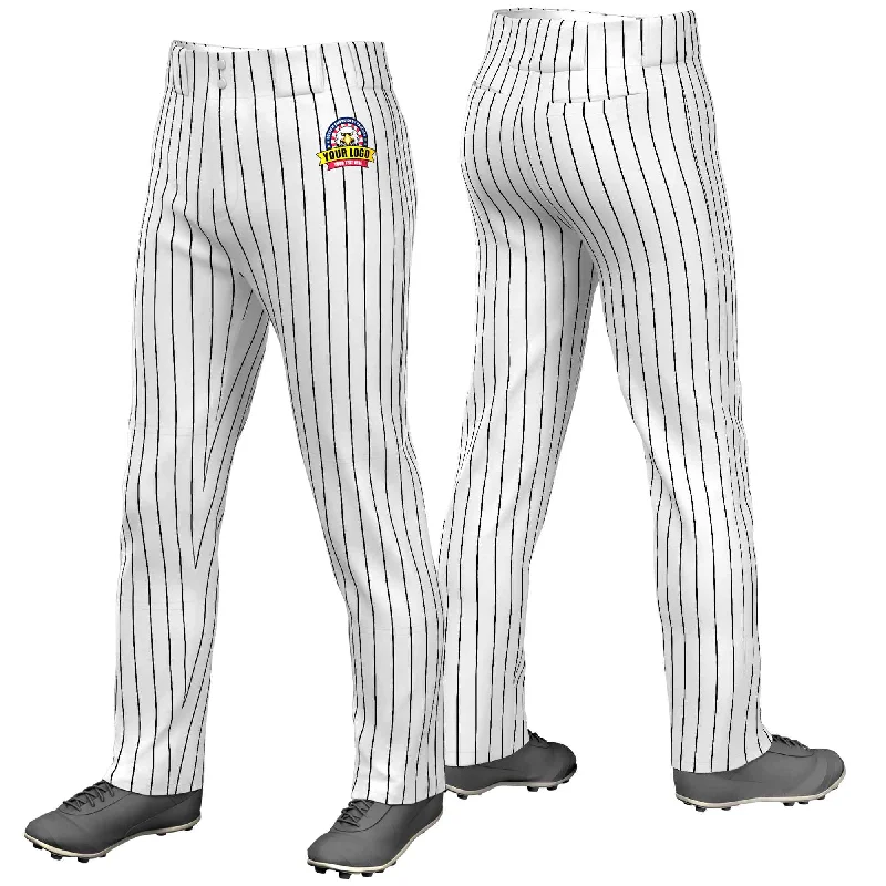 Crazy Savings Custom White Black Pinstripe Fit Stretch Practice Loose-fit Baseball Pants Crazy Savings Custom White Black Pinstripe Fit Stretch Practice Loose-fit Baseball Pants