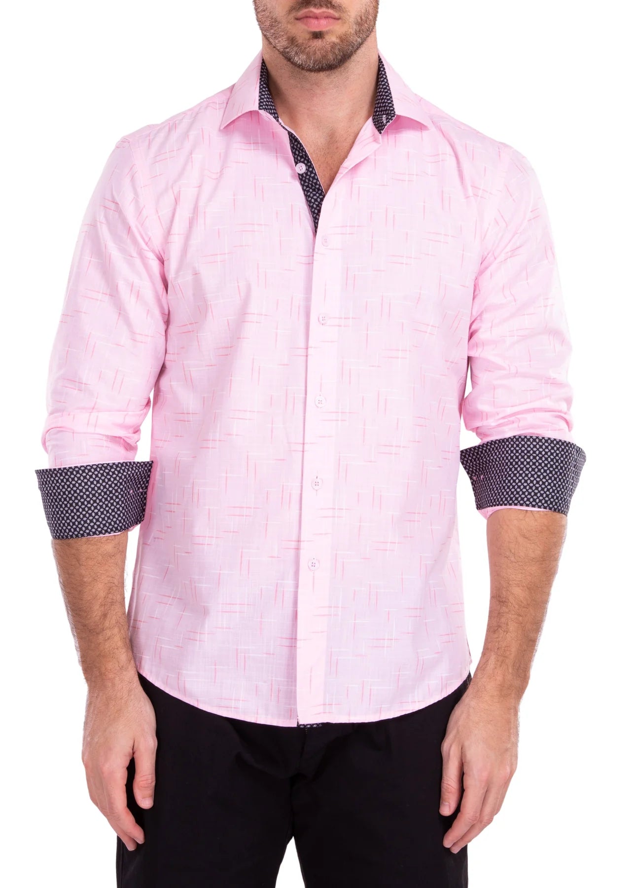 Big Discounts BeSpoke Mens 100^ Cotton Fancy Print Long Sleeve-Pink