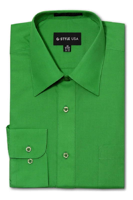 Deep Discounts Men's Basic Solid Color Button Up Dress Shirt (Green)