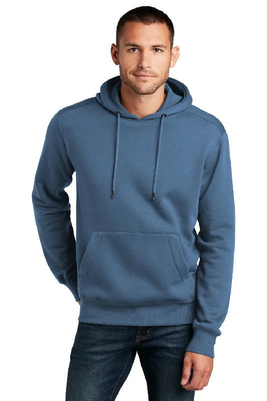 Midnight Madness District Mens Perfect Weight Fleece Hooded Sweatshirt Hoodie w/ Pouch Pocket - Maritime Blue