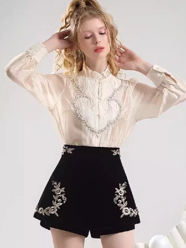 Price Rollback Beaded Velvet Black Casual Pants [s0000007277]