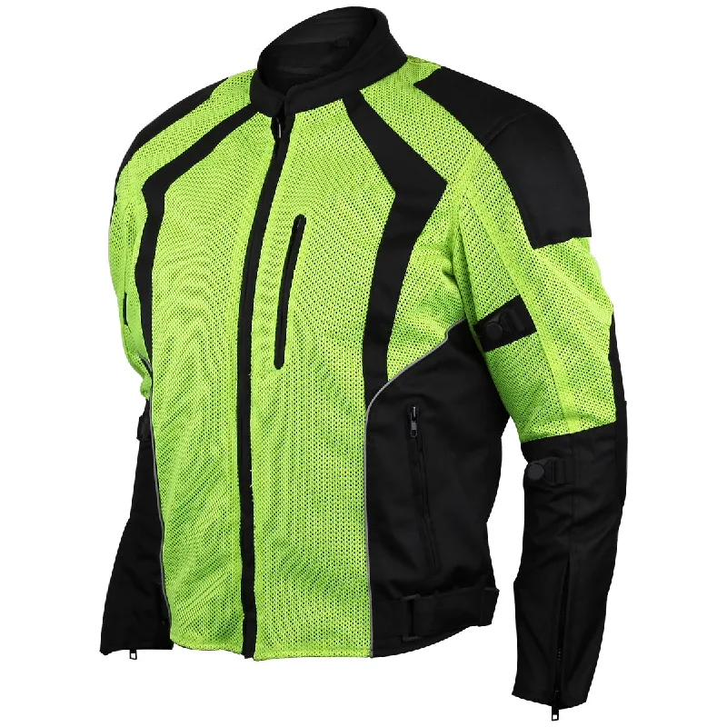 The Best Prices VL1623HG Mens Hi-Vis Mesh Motorcycle Jacket with CE Armor