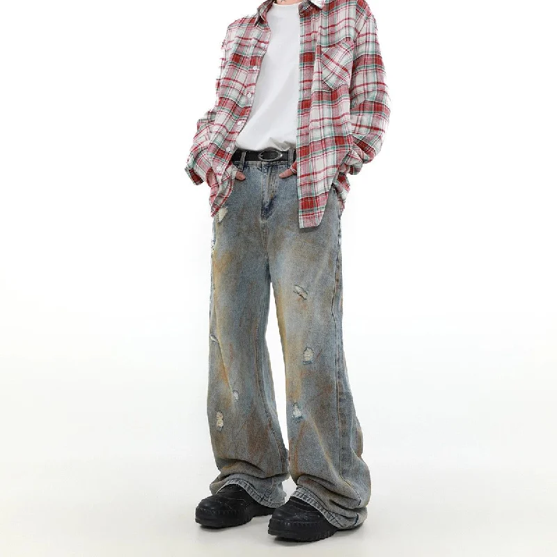 Crazy Deals Paint Stained Ripped Jeans