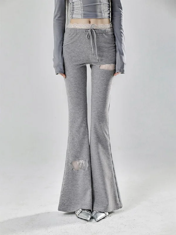 Early Bird Discount Lace splicing low-waisted micro pants【s0000007782】