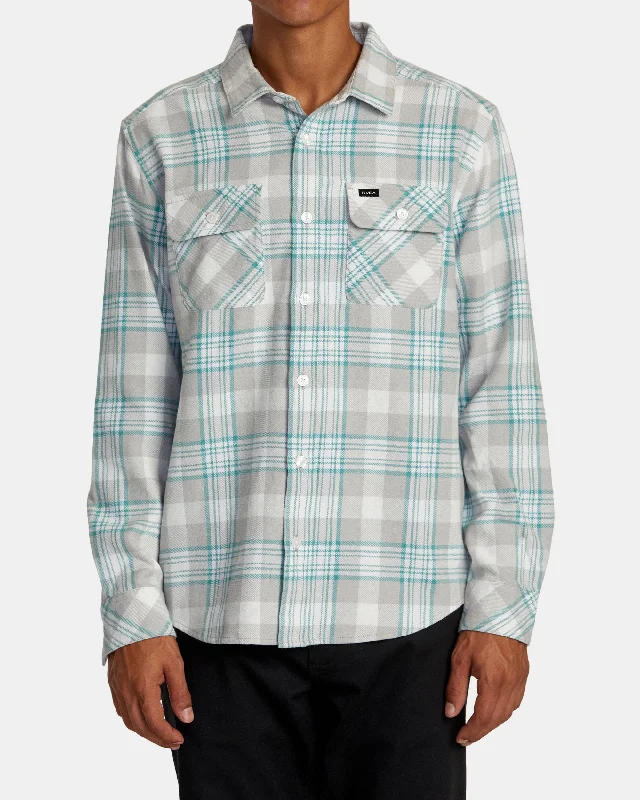 Super Sale That'll Work Flannel Long Sleeve Shirt - Silver Bleach