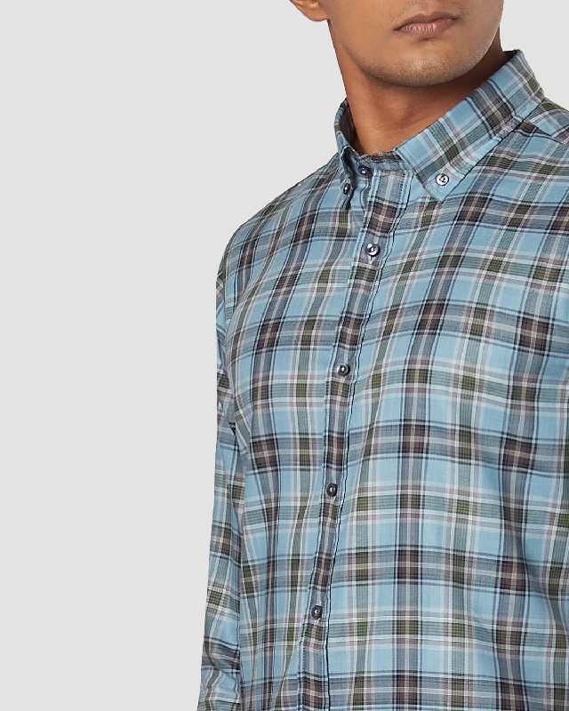 New Deals Somelos Blue Planet Checked Shirt