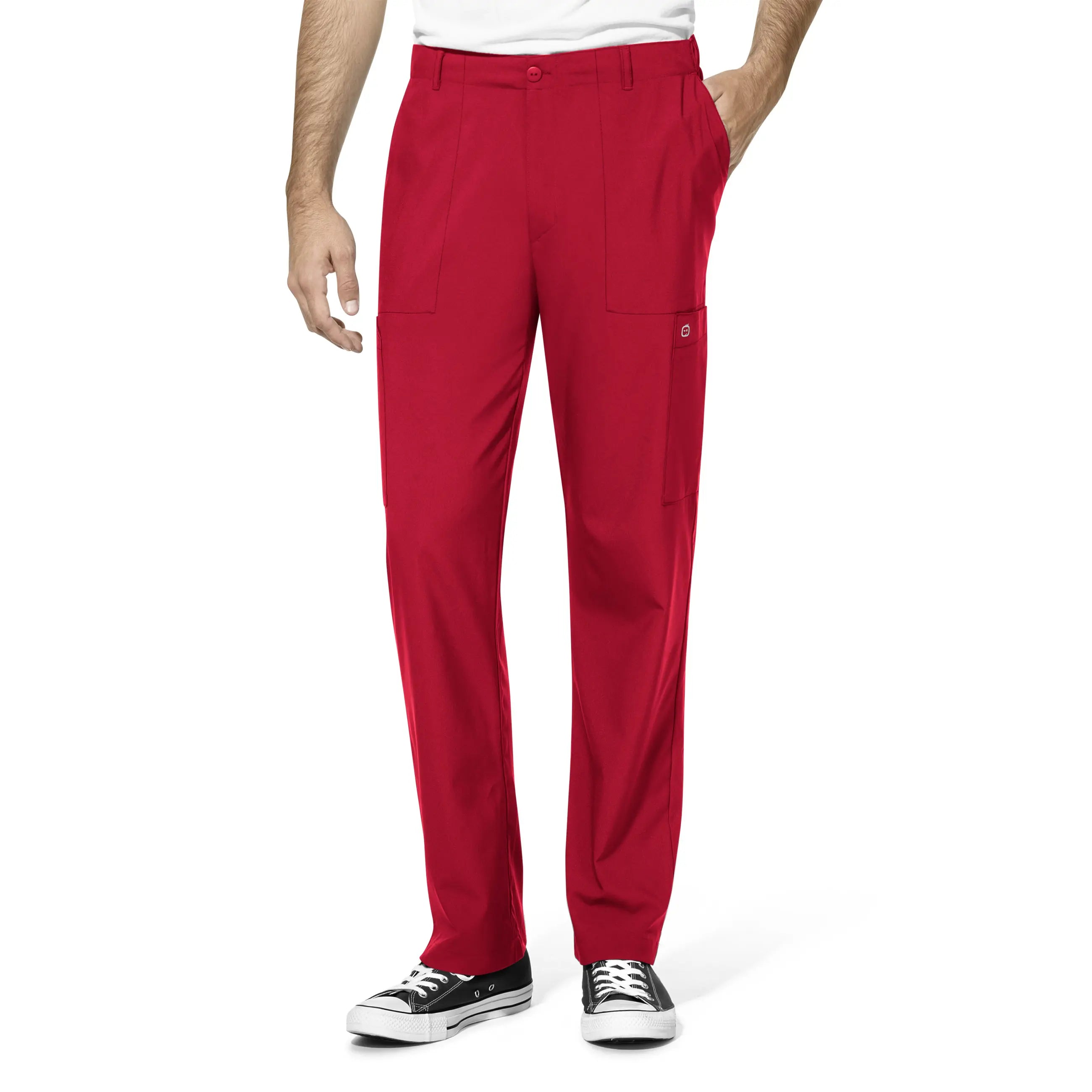 Early Access Wink Men's Flat Front Cargo Scrub Pant - Red
