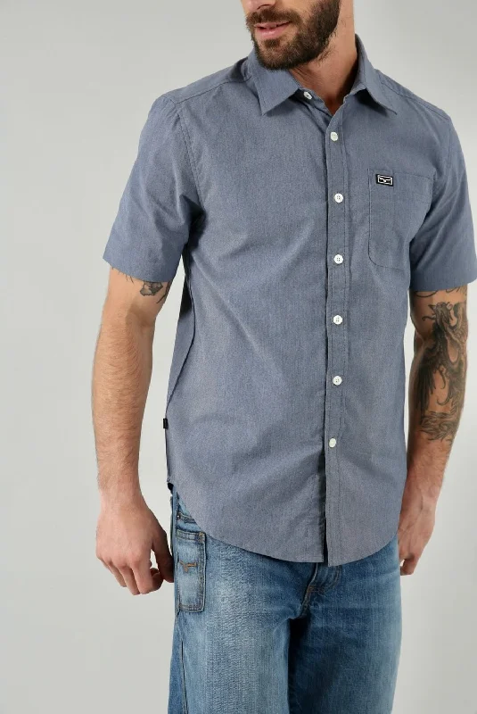 Extra Savings Kimes Ranch Mens Linville Solid Shirt Navy Cotton Blend S/S Western