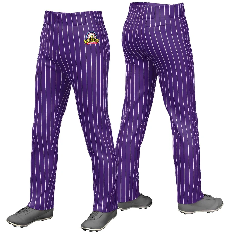 Weekend Specials to Snag Custom Purple White Pinstripe Fit Stretch Practice Loose-fit Baseball Pants Weekend Specials to Snag Custom Purple White Pinstripe Fit Stretch Practice Loose-fit Baseball Pants