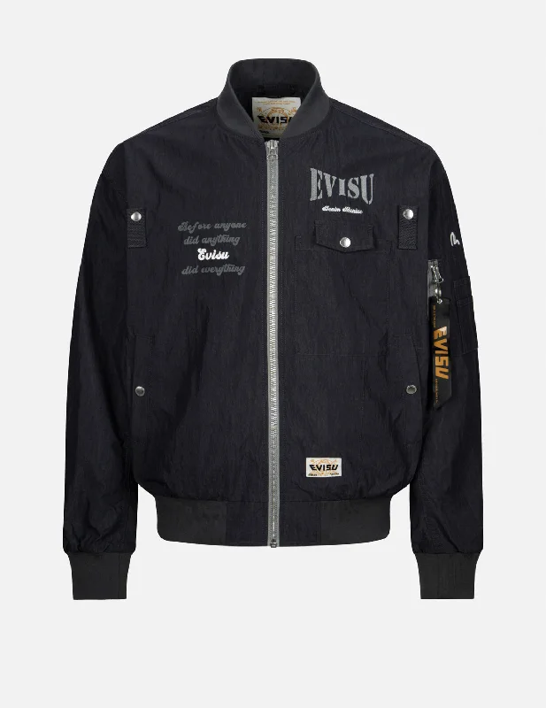 Flash Deals Multi Branding Print and Embroidery Loose Fit Bomber Jacket