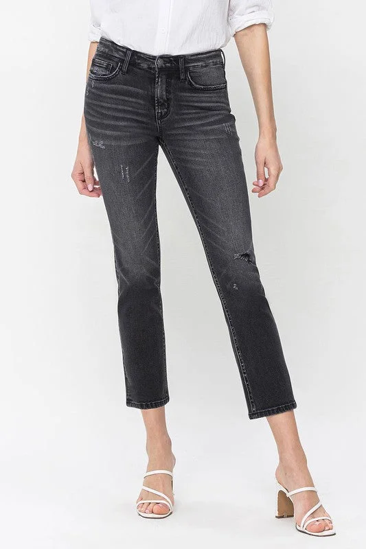 Amazing Deals Mid Rise Crop Slim Straight Jeans