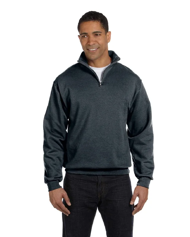 Hurry In Jerzees NuBlend 50/50 Quarter-Zip Cadet Collar Sweatshirt | Black Heather